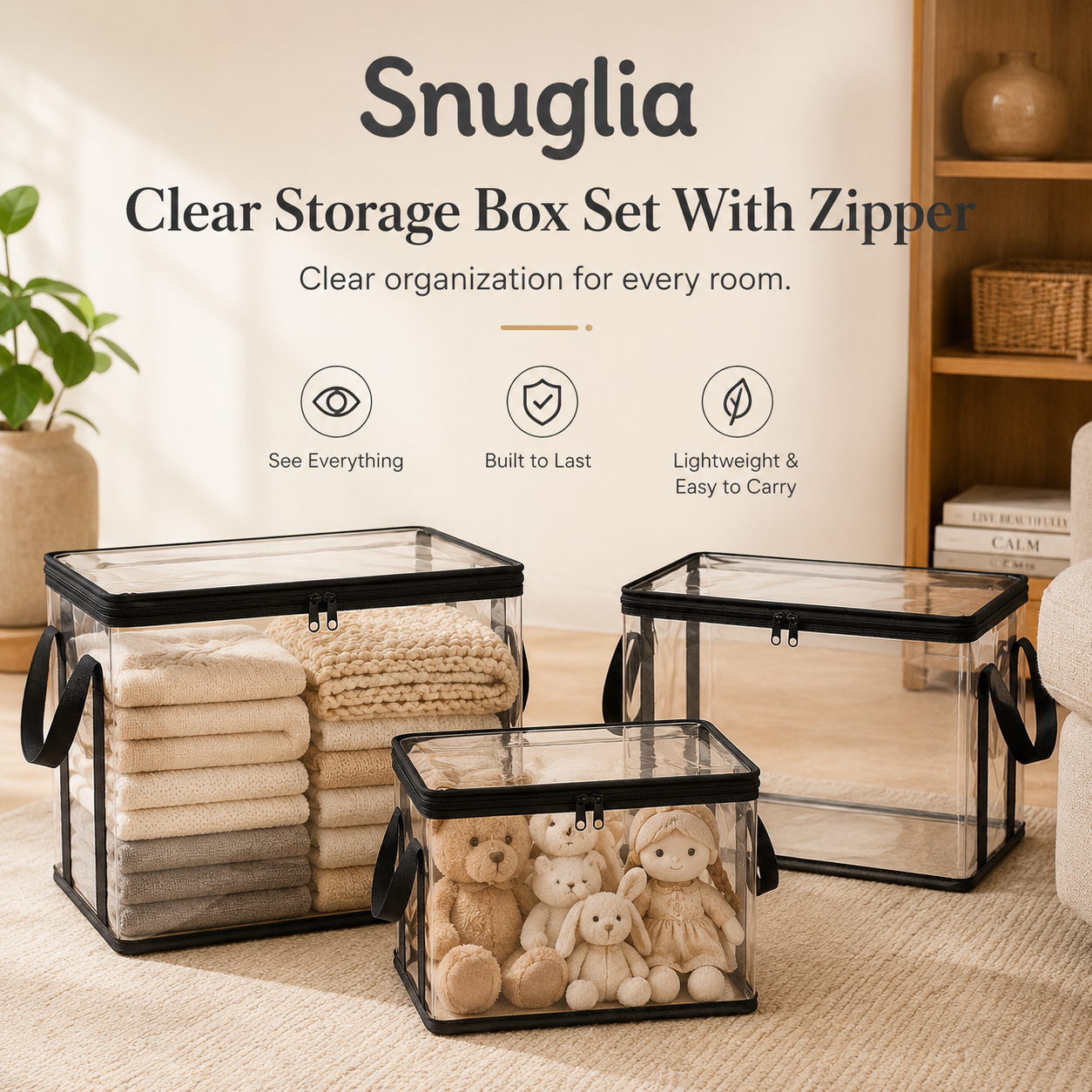 Snuglia™ Clear Storage Box Set With Zipper
