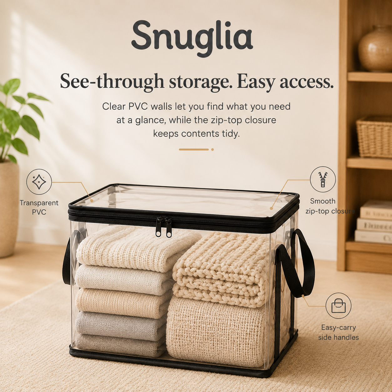 Snuglia™ Clear Storage Box Set With Zipper