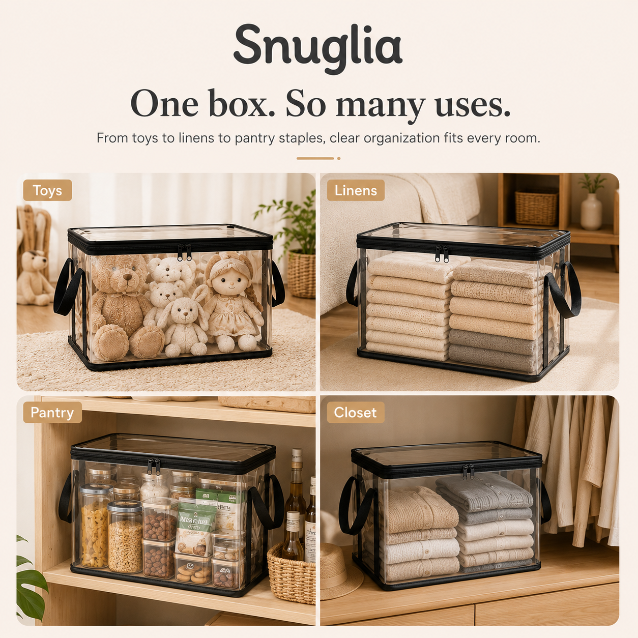 Snuglia™ Clear Storage Box Set With Zipper