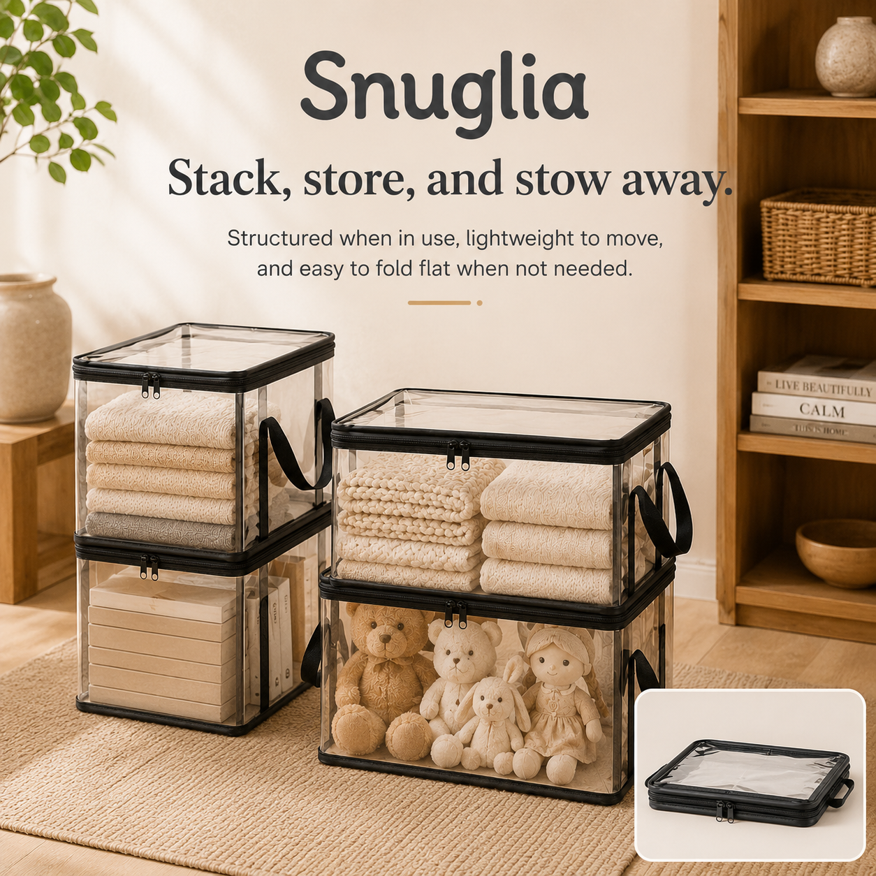Snuglia™ Clear Storage Box Set With Zipper