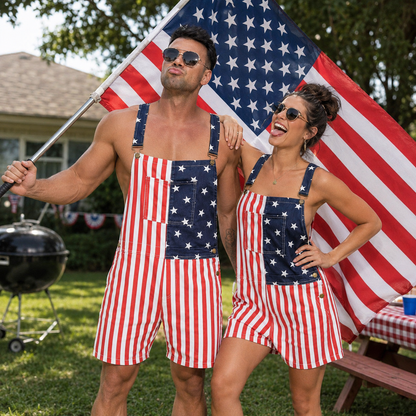 Snuglia™ American Flag Overalls Shorts