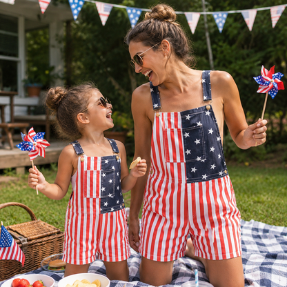 Snuglia™ American Flag Overalls Shorts