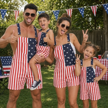 Snuglia™ American Flag Overalls Shorts